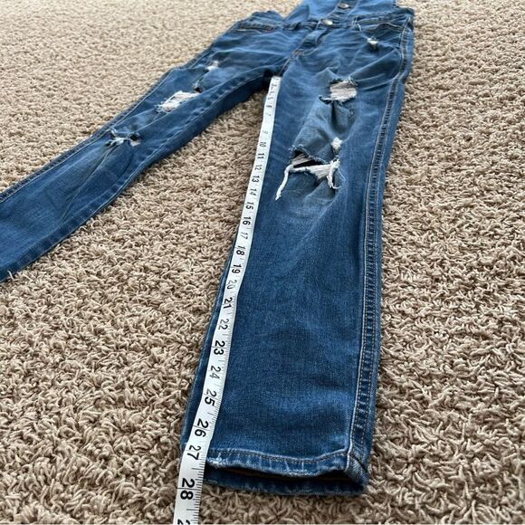 Aero Aeropostale Y2K Distressed Cross Back Straps Button-up Denim Overall SZ 6 - Picture 6 of 16